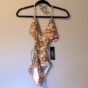 boho sexy pattern one piece swimsuit